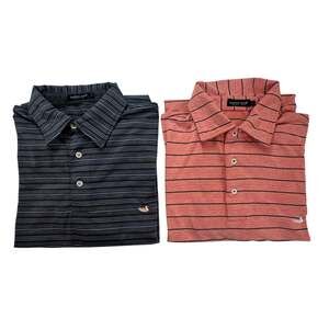 Bundle of 2 Southern Marsh Newcastle Stripe Featherlight Performance Polos, medi